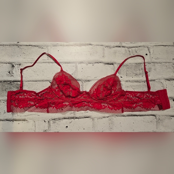 La Senza Red Lace Longline Bralette Underwire Sheer Size M - Picture 10 of 13